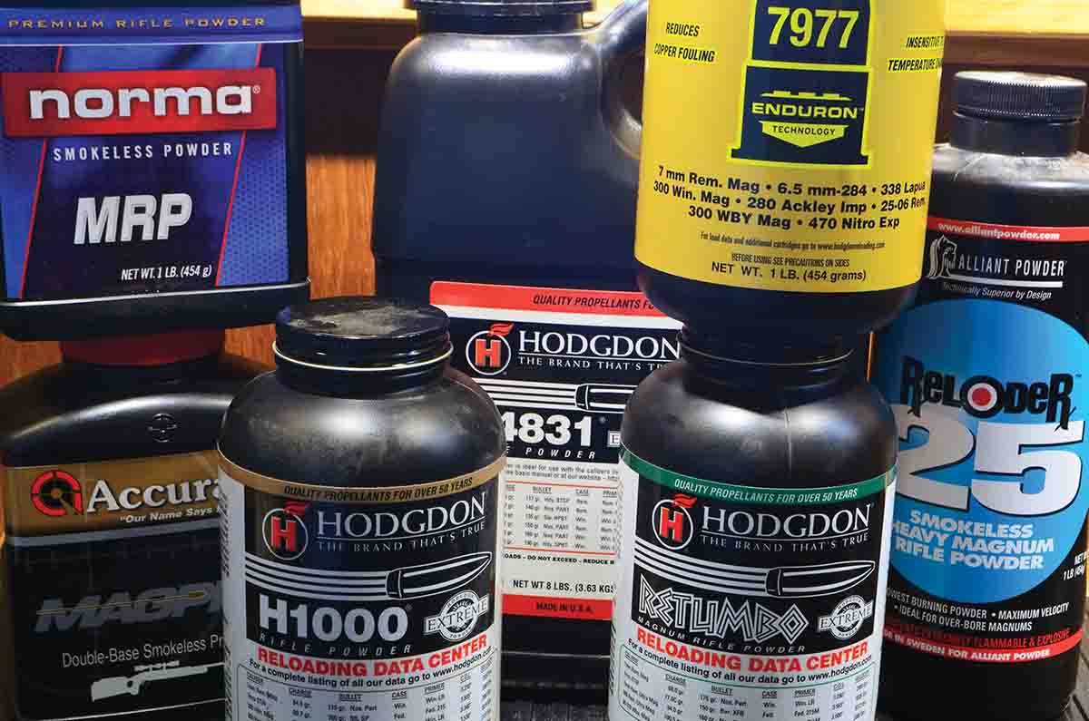 A variety of powders was used in testing. The rifle particularly liked Hodgdon H-1000, IMR-7977 and Retumbo.